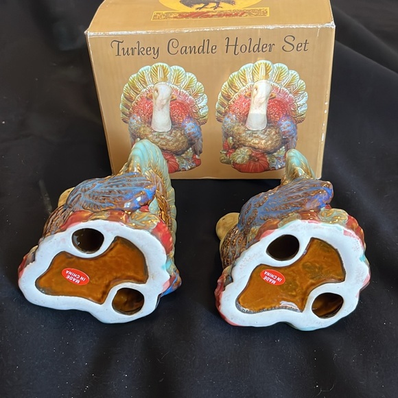 Harvest Turkey candle holder set of 2. NIP. - Picture 6 of 8